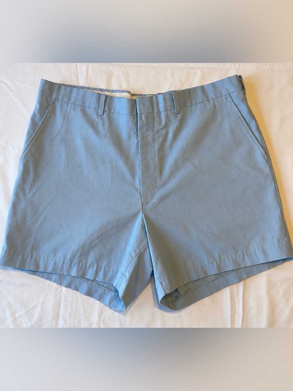 Vintage 80s 90s Light Blue Flat Front Shorts Mens 36 High Rise Casual